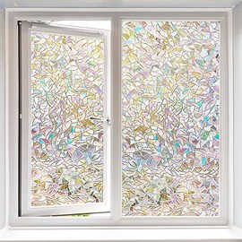 Lemon Cloud Privacy Window Film, 3D Stained Sticker, Static Cling, Vinyl Glass Film, Anti-UV Reusable Removable Decorative Kitchen Bedroom Living Room Office (23.6in. by 118.1in)