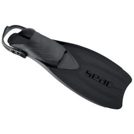 SEAC Sprint, Adjustable Snorkeling Fins with Rubber Strap, for Men, Women and Children, Black, 11-12½