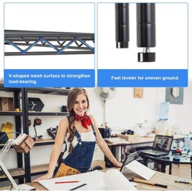 5 Shelf Wire Shelving Unit, Garage NSF Metal Shelf Organizer Large Storage Shelves Heavy Duty Height Adjustable Utility Commercial Grade Steel Layer Shelf Rack (1250 LBS Capacity) - 72x36x14 - Black