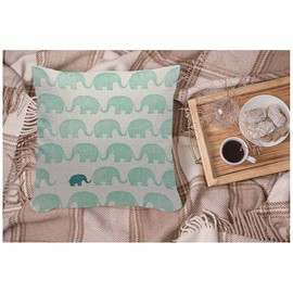 WONDERTIFY Elephant Cushion Cover Cute Pattern Pillowcases for Men Women, Pillow Cover Living Room Farmhouse Aquamarine 45X45 Cm
