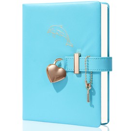 Diary with Lock and Key PU Leather Kids Journal with Lock Personal Organizer Combination Travel Secret Notebook for Women, 5.3x7 in, Blue