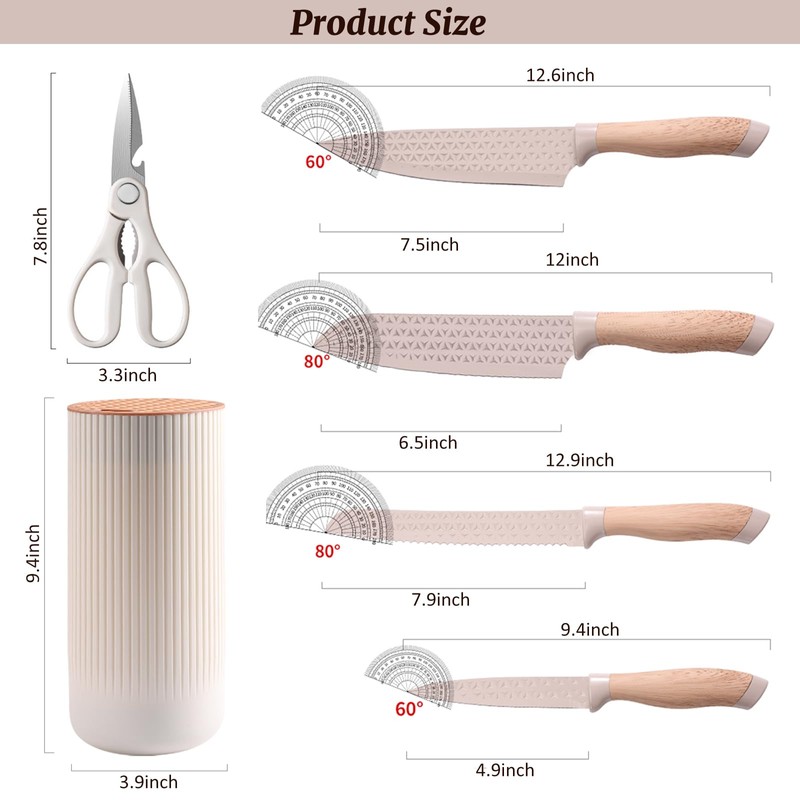 Knife Set, 6 Piece Chef Knife Set for Kitchen, Cooking