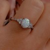 Stainless Steel Fire Opal Wedding Engagement Solitaire Proposal Cocktail Party