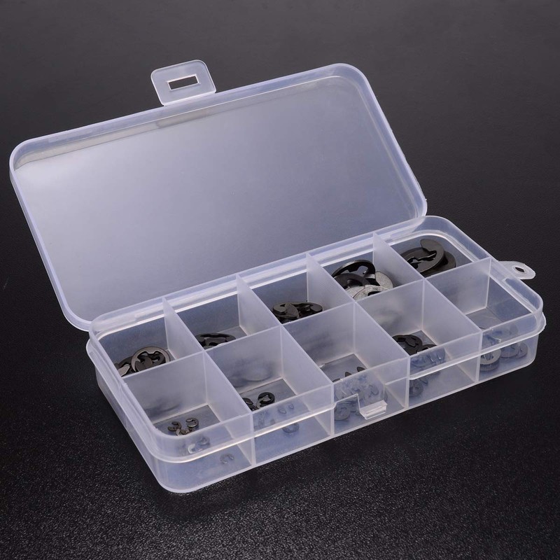 120Pcs Circlips E Clips Assortment, Black Carbon Steel E Clips
