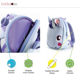 KIDDIETOTES Unicorn Plush Softcase Backpack for Kids, Toddlers, and Children - Perfect for Daycare, Preschool, Kindergarten, and Elementary School