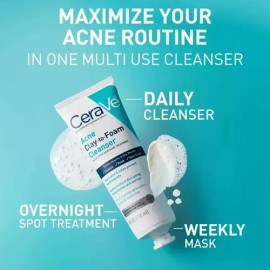 Cerave Limpiador Espuma Arcilla Para Acné 236ml