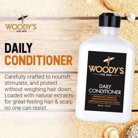 Woody's Daily Conditioner for Men 12 Fl Oz Moisturizing Smooth Hair Care