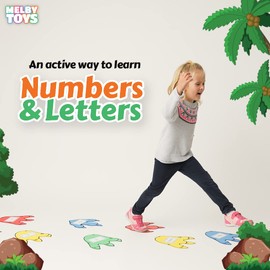 Dino Stomp Number & Alphabet Flash Cards – 26 Foam Dinosaur Feet, ABC, Number, and Phonics Cards for Preschool Learning