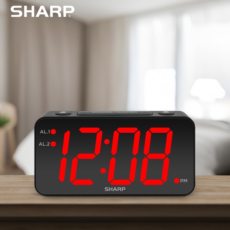 Sharp Digital Alarm Clock with Jumbo Numbers, Easy to See