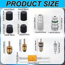 BOXOB 17pcs Air Conditioning Valve Core Kit, Car Seal Cap Valve Removal Kit with Disassembly Tool A/C Refrigeration System Repair Accessories for Air Conditioning Line Maintenance