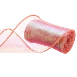 QUARKZMAN 60 mm Wide Glitter Transparent Wired Organza Ribbon Pastel Iridescent Iridescent Chiffon Ribbon 2.7 m Red for Gift Wrapping, Bouquets