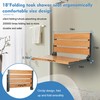18" Teak Folding Shower Seat Wall Mounted,Fold Down Shower Bench