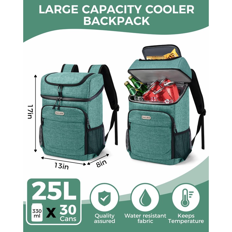BAGLHER Cooler Backpack 30 Cans, Leakproof Waterproof Cooler Bag with