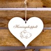 Engraved Heart Door Sign 13 x 12 cm (Hereingehoppelt Kaninchen,