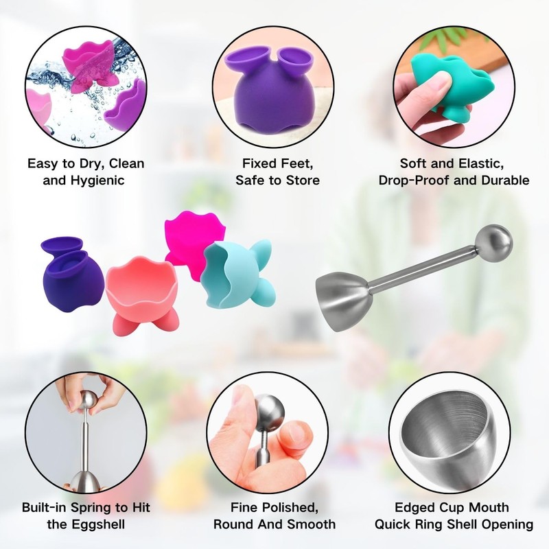 4 Pieces Funny Egg Cup Set, Egg Cup Funny with