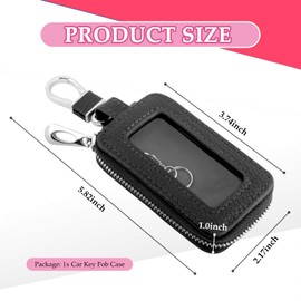 Stylish Car Key Fob Case with Sunroof&Keychain,Leather Car Key Fob Cover for Protection,Universal Key Covers Car Accessories (Black)
