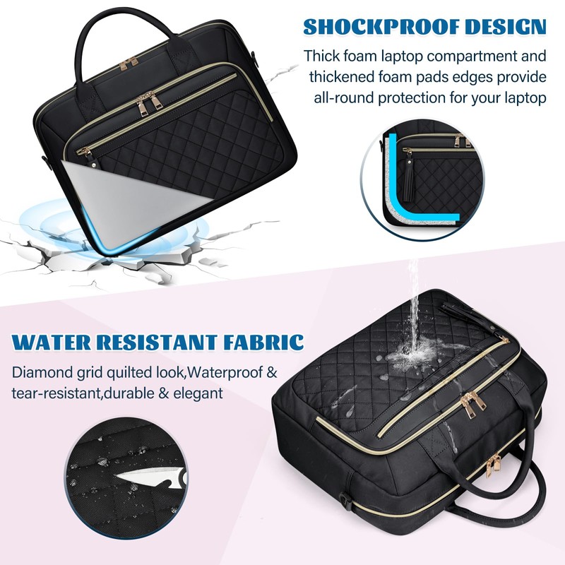 Laptop Bag 17.3 Inch Laptop Briefcase for Women Waterproof Computer