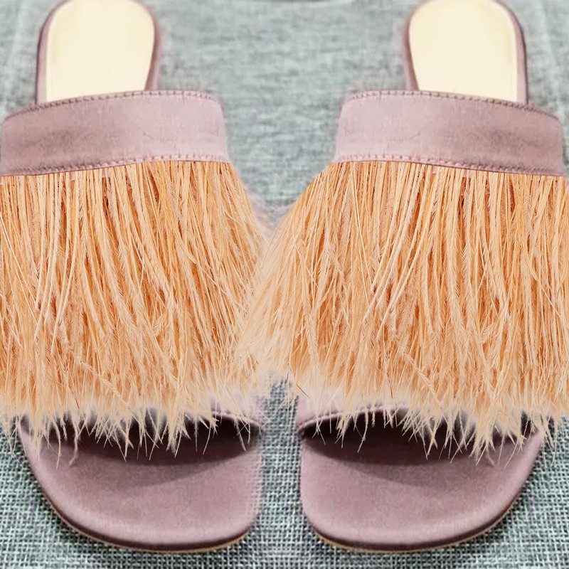 HaiMay 3 Yards Champagn Ostrich Feathers Fringe Trim Sewing Feather