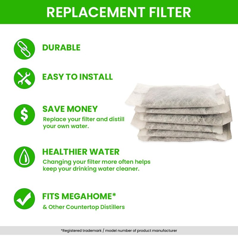 Activated Charcoal Water Filter Replacements - Great for Megahome and