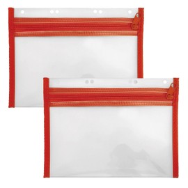 VELOFLEX A435002 Document Case with Zip, Pack of 2, DIN A5, Filable, Red, VELOBAG XXS, Zip Pocket