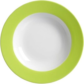 Ritzenhoff & Breker Doppio Suppenteller, 1 Stück, Teller tief mit farbigem Rand, Essteller, Porzellan, Grün, Ø 22 cm, 515879