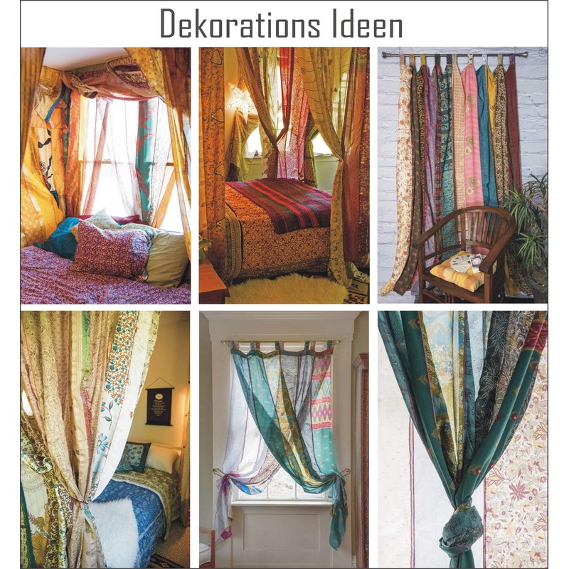 GURU SHOP Boho Patchwork Curtains, 1 Pair Bohemia Curtain Made