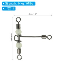 PATIKIL 3-Way Swivel 97lb 10 Pack Cross Line T-Turn Rolling Terminal Tackle with Luminous Beads, Black