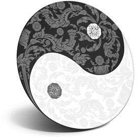 Magnet for Refrigerator, Fridge BW - Yin Yang Yoga Flowery Meditation Sign for Office, Cabinet and Whiteboard, Magnetic Stickers, 40276