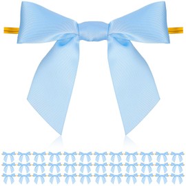 Artibetter Pack of 50 Satin Ribbon Bows for Tying Pre-Tied 3. 5 Blue Bows for Treat Bags Pre-tied Bows for Gift Wrapping Crafts Hanukkah Ornaments