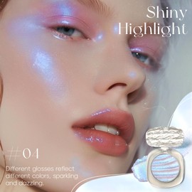 HOSAILY Chameleon Holographic Highlighter Palette, Multichrome Cream Multi-use Eyeshadow Shifting Sparkling Color Shifting Inner Corner Eye Highlighter Brightener for Mermaid Makeup&04 Blue