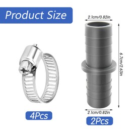 Washing Machine Hose Connector, 2 PCS Washing Machine Waste Pipe Connector with 4 Hose Metal Clamps, Leak-Proof Hose Joiner Suitable for Various Hoses in Kitchens, Bathrooms