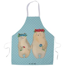 Mr. & Mrs. Panda Home Bears with Flower Wreath, turquoise