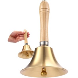 Super Loud Brass Hand Bell with Wooden Handle,Ling-Luo 3.15 Inch Call Bell for Kids and Adults, Perfect for Weddings, Christmas, School, Service, Games, Pet Training, Alarm or Dinner Bell