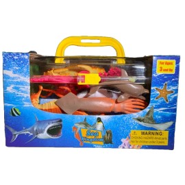 Sea Kingdom 12 Pieces Ocean Animal Play-set STEM Education Toy w/ Storage Case for Kids