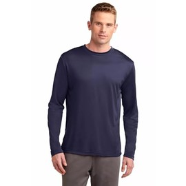 Clothe Co. Mens Long Sleeve Tee Shirts Moisture Wicking Dry Fit T-Shirts (Available in Big & Tall), Navy, LT