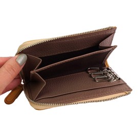 Pakka Pakka Women's Key Case with Coin Purse, Genuine Leather, Triple Layer, Genuine Leather, Horse Leather, Mille-feuille Leather, Present, Gift, Camel
