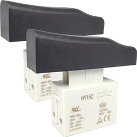 2-Pack HY15C SPST Push Button Switch - 12A 250V / 18A 125V IP54 Waterproof - Compatible with KEDU HY15C, Lawn Mowers & Outdoor Power Tools - Fixes Start/Stop Failures