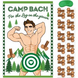 Camp Bachelorette Decorations, Funny Bachelorette Game Dirty for Women, Pin the Log on the Groom Games for Wedding Bridal Shower Party, Camping Bachelorette Party Decoration 2HB