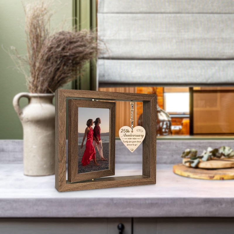 25th Wedding Anniversary Wood Photo Frame Gifts Silver Anniversary for