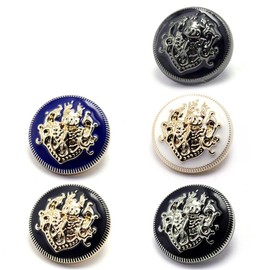 5 Pieces Fashion Metal Gold Engraved Copper Button DIY for Handmade Clothing Accessories Coat Shank Buttons (Black Gold, 18mm)