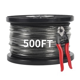 HEIDIBEAR 500FT 1/8" Stainless Steel Cable Black T316 Wire Rope Aircraft Cable for Deck Cable Railing Kit Fencing, DIY Bars, 7 x 7 Strands Construction, Steel Cable with a Wire Rope Cutter