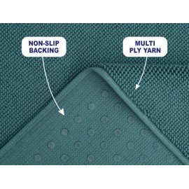 American Soft Linen Bath Rug, 20 in 34 in 100% Cotton Bath Mats Rugs for Bathroom, Slip Reducer Washable Shaggy Form Area Rugs, Colonial Blue Bath Rug