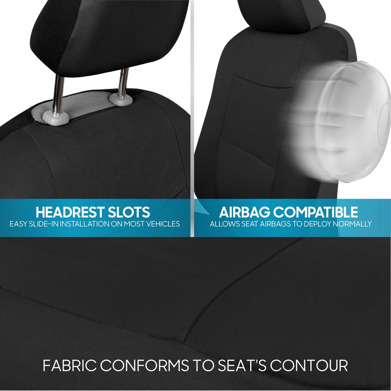 BDK PolyPro Car Seat Covers Full Set in Solid Black,
