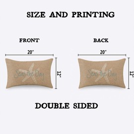 TKS MITLAN Seas The Day Throw Pillow Case Cushion Cover Starfish on Brown Background Ocean Wildlife Linen Couch Bed Sofa Car Waist Cushion Cover 12 x 20 inch