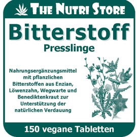 Bitter Substance Vegan Tablets Pack of 150 Bitter Substances from Gentian, Dandelion, Waywart and Benedict Herb