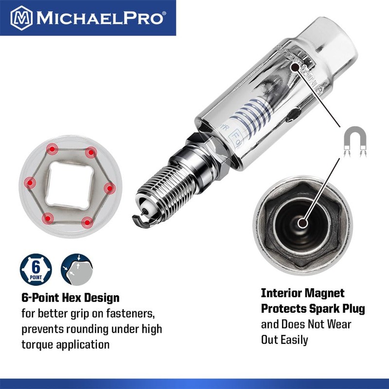 MichaelPro 50-Piece 3/8" Drive 90 Tooth Deep Socket Set, Premium