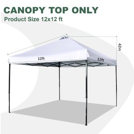 JANCANOPY 12x12 Canopy Replacement Top with Air Vent Silver Coated for Straight Leg Canopy Frame, (White)