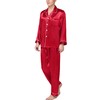 SWOMOG Men's Pajama Set Silk Satin Pajamas Classic Button-Down Sleepwear