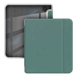 GIOPUEY Case Compatible with Tolino Vision Color/Vision 6, Flip PU Case [PC TPU Transparent Back] Skin-like Texture - Dark Green