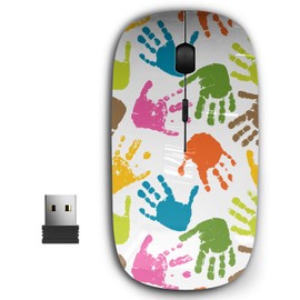 2.4G Ergonomic Portable USB Wireless Mouse for PC, Laptop, Computer, Notebook with Nano Receiver ( Prints Hands Child )